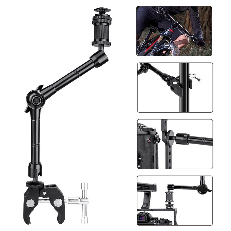 FOMITO 11 inch Articulating Magic Arm + Super Clamp for DSLR Rig Camera to LCD Monito, LED Video Light - Image 2